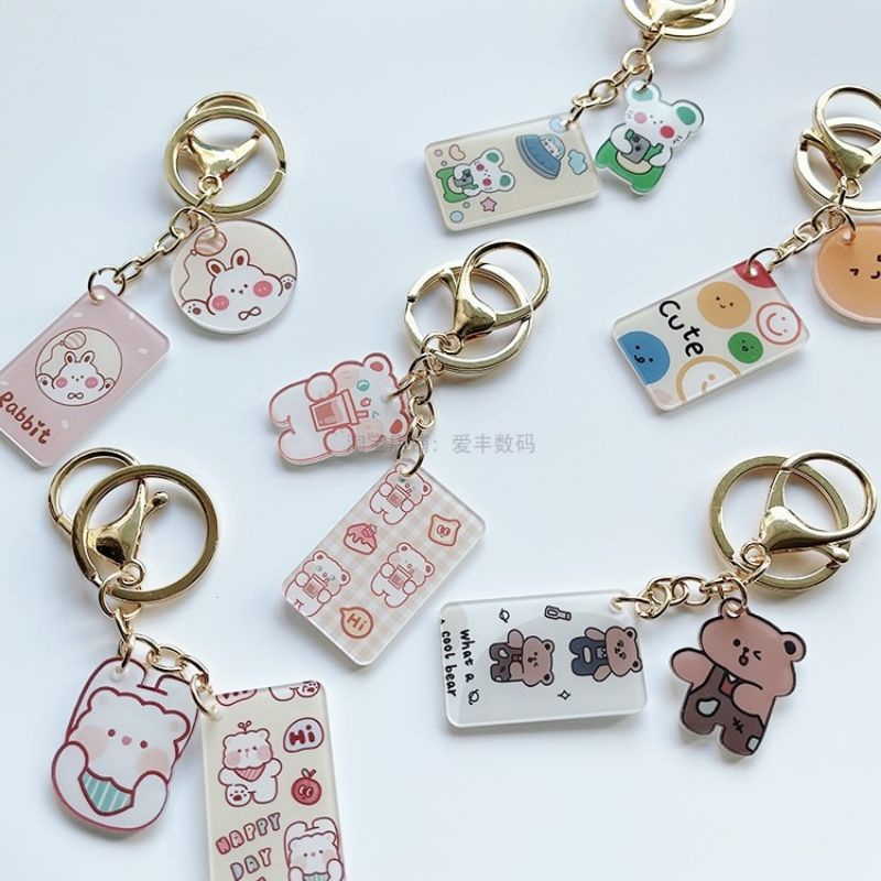 Móc khóa Acrylic 2 sticker siêu dễ thương