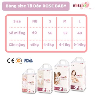 Bịch Tã Dán ROSE BABY size S (56 miếng)