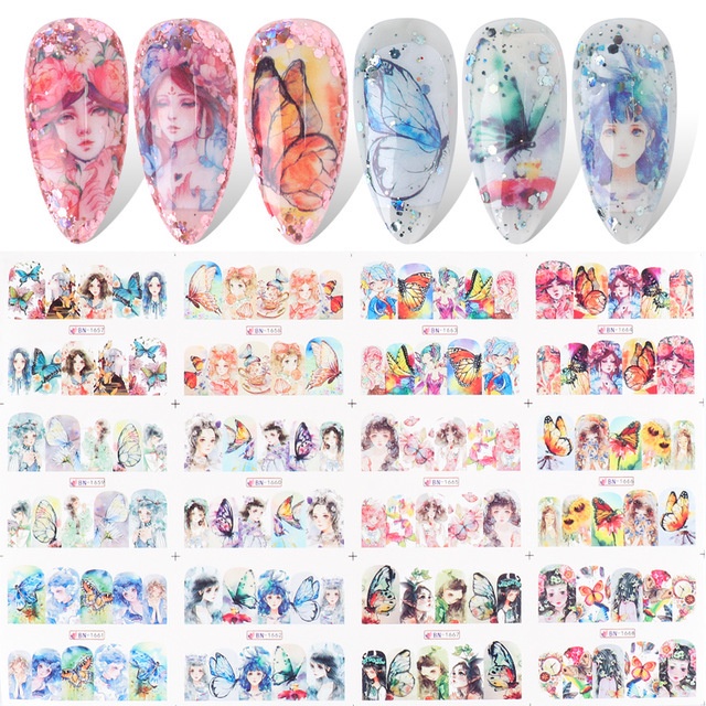 Nail sticker ins net red sun binary butterfly constellation Girl Nail watermark sticker