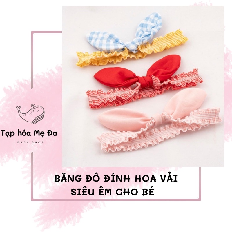 Băng đô vải cài tóc đính nơ caro xinh xắn cho bé gái chính hãng Chicbaby