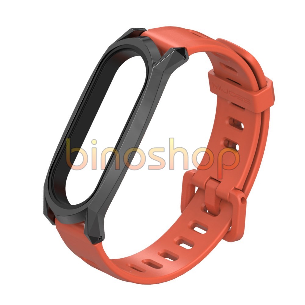 Dây đeo Miband 4, miband 3 cao su viền GT kim loại chính hãng MIJOBS, dây đeo thay thế mi band 4, mi band 3 MIJOBS