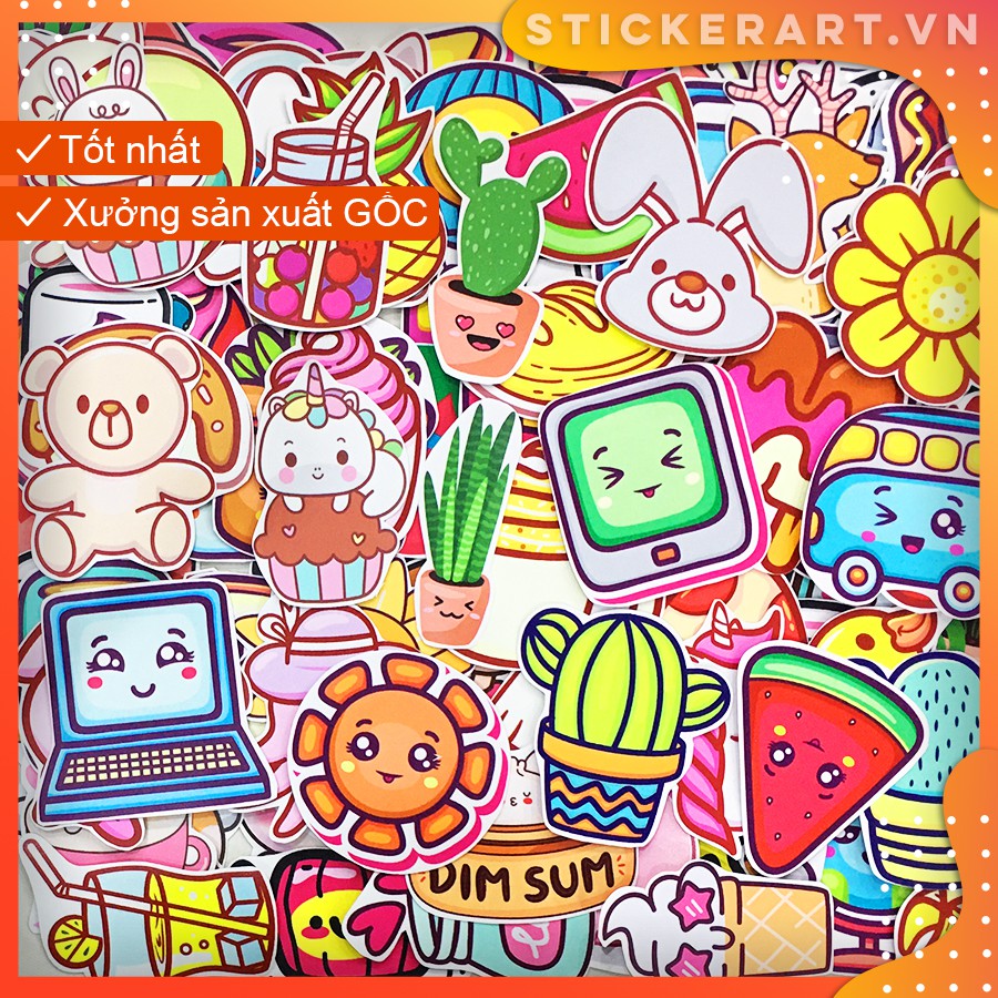 [KAWAII MIX] 116 Sticker chống nước ,dán xe laptop mũ bảo hiểm vali...