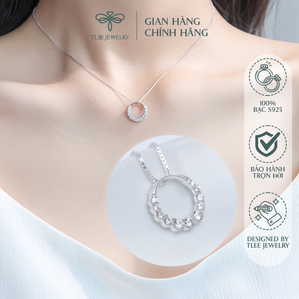 Dây chuyền bạc nữ TLEE Endless Space mặt tròn đính đá lấp lánh NCJ D0101