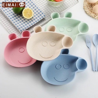 Khay ăn dặm lúa mạch hình heo Peppa Pig (kèm dĩa và thìa cho bé)