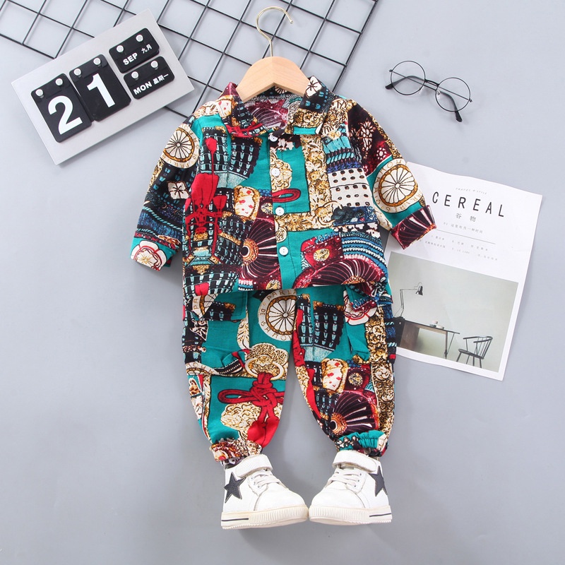 Set Áo Thun Tay Dài &amp; Quần Dài Thời Trang Cho Bé Trai 2-4 Tuổi