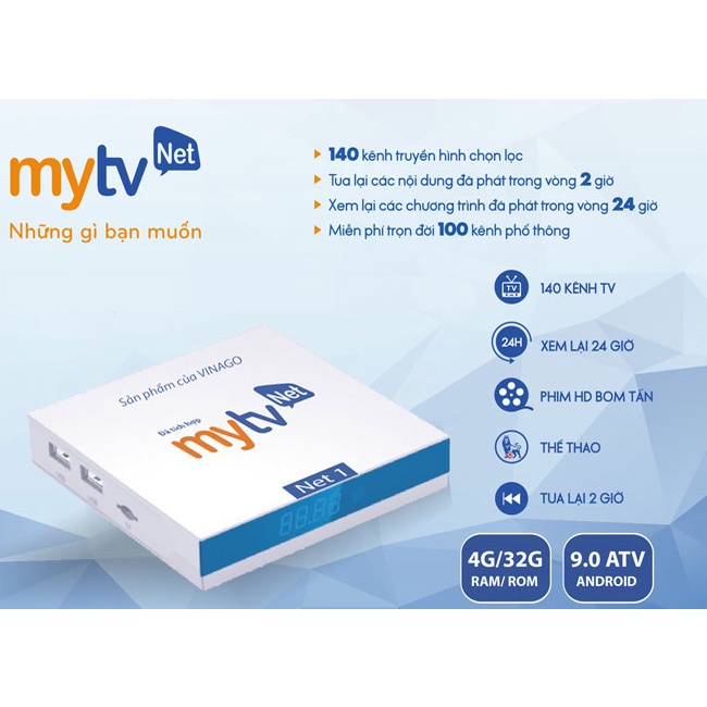 BOX MYTV 4G MYTV4H ANDROI XEM TRUYỀN HÌNH, NGHE NHẠC, XEM PHIM CHÌNH HÃNG