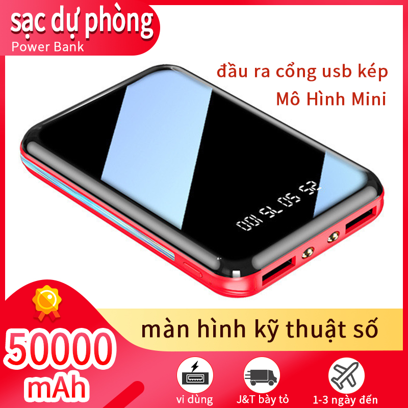 Sạc dự phòng Power Bank 50000mAh Mini Dual USB Port Charging Mirror Screen Digital Display