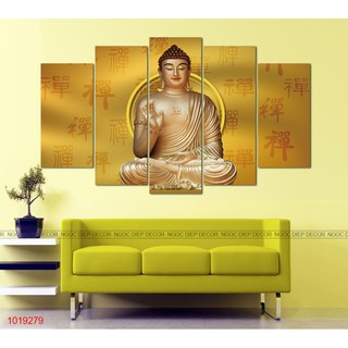 Bộ 5 tấm tranh dán tường phật -Tranh Phật dán tường có sẵn băng keo