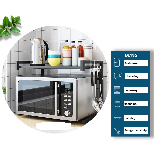 Kệ lò vi sóng 2 tầng để đồ nhà bếp đa năng thép Carbon 5 lớp chống han gỉ LABI VN LB068