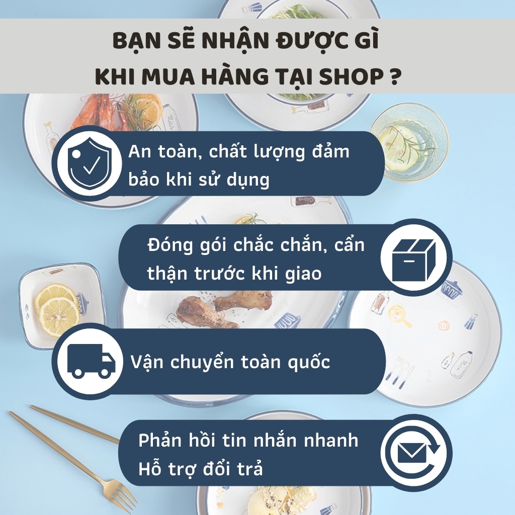 Bát đĩa chén dĩa  Họa Tiết Bộ Đồ Ăn Thương Hiệu Gosu Chất Men Sáng Đẹp Mịn Cao Cấp