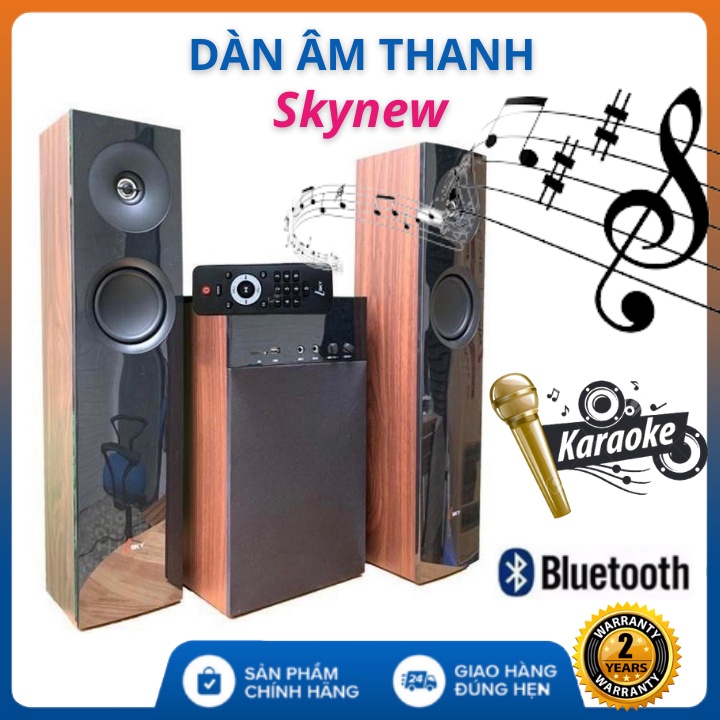 Loa Bluetooth Karaoke-Dàn Loa Karaoke Gia Đình -Loa Để Kệ Tivi Skynew 325 Vân Gỗ Siêu Đẹp - Bảo hành 24 tháng