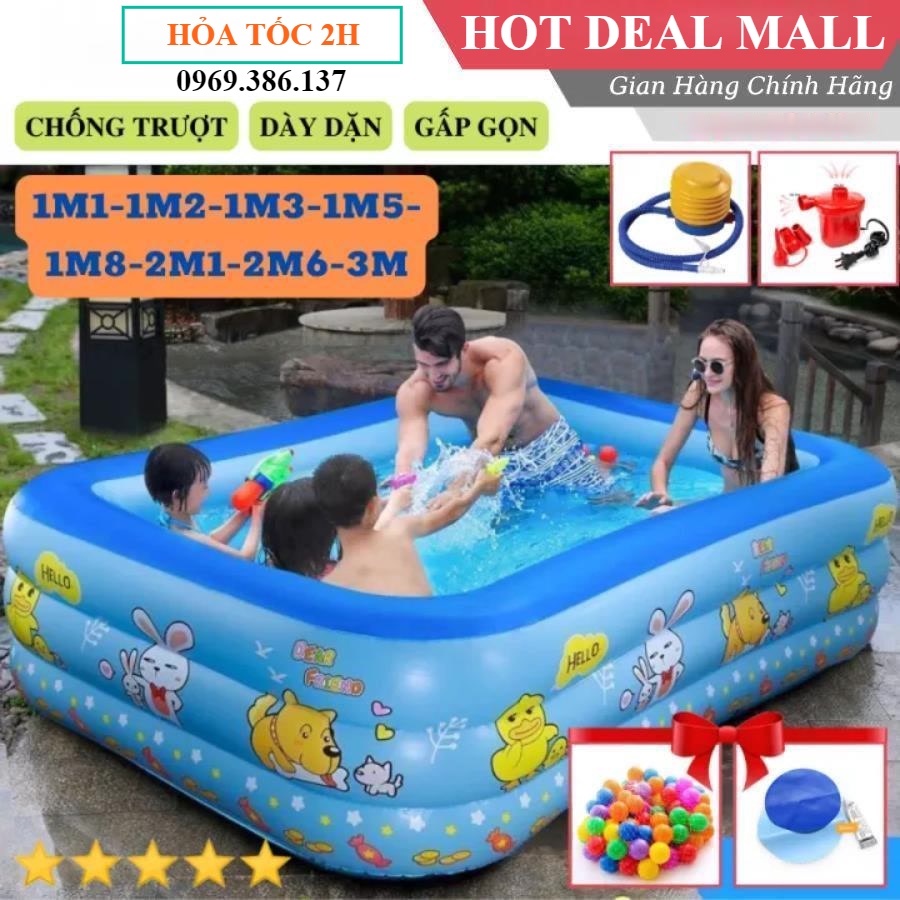 [TẶNG BƠM ĐIỆN+BÓNG+BỘ VÁ+FREESHIP] HỒ BƠI cho bé 3 tầng loại XỊN, bể bơi CHO BÉ tặng kèm bơm điện, đáy chống trơn trượt