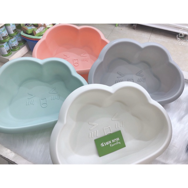 Chậu rửa mặt cho bé hình đám mây, thau nhựa rửa mặt vệ sinh cho trẻ sơ sinh