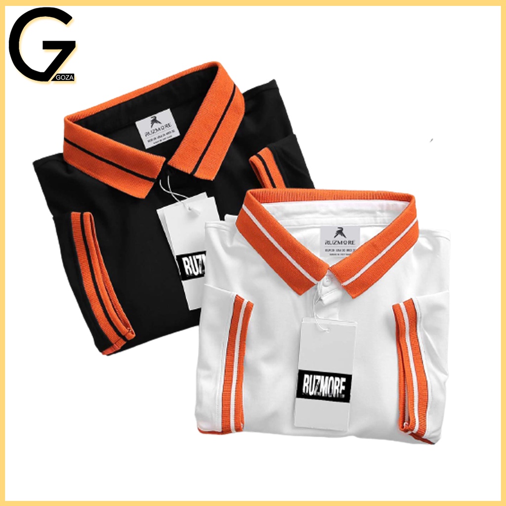 Áo polo nam cổ bẻ cotton phối màu cam trẻ trung | BigBuy360 - bigbuy360.vn