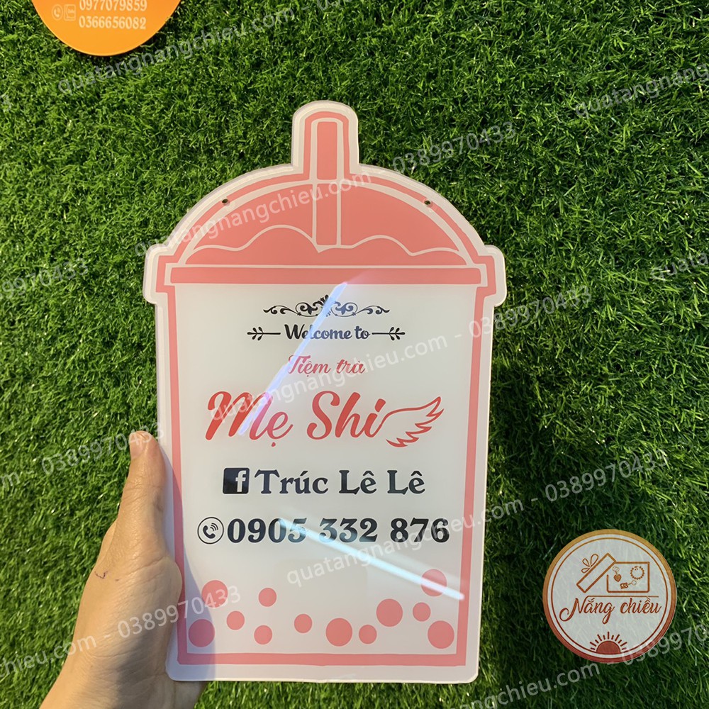 Thiết kế bảng hiệu cho tiệm trà sữa, trà chanh, quán cà phê, chất liệu mica bền đẹp