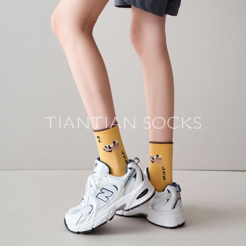 TIANTIAN T106 Tất vớ nữ cổ cao Hàng cao cấp  in hình mèo dễ thương phong cách Hàn Quốc Nhật Bản thời trang