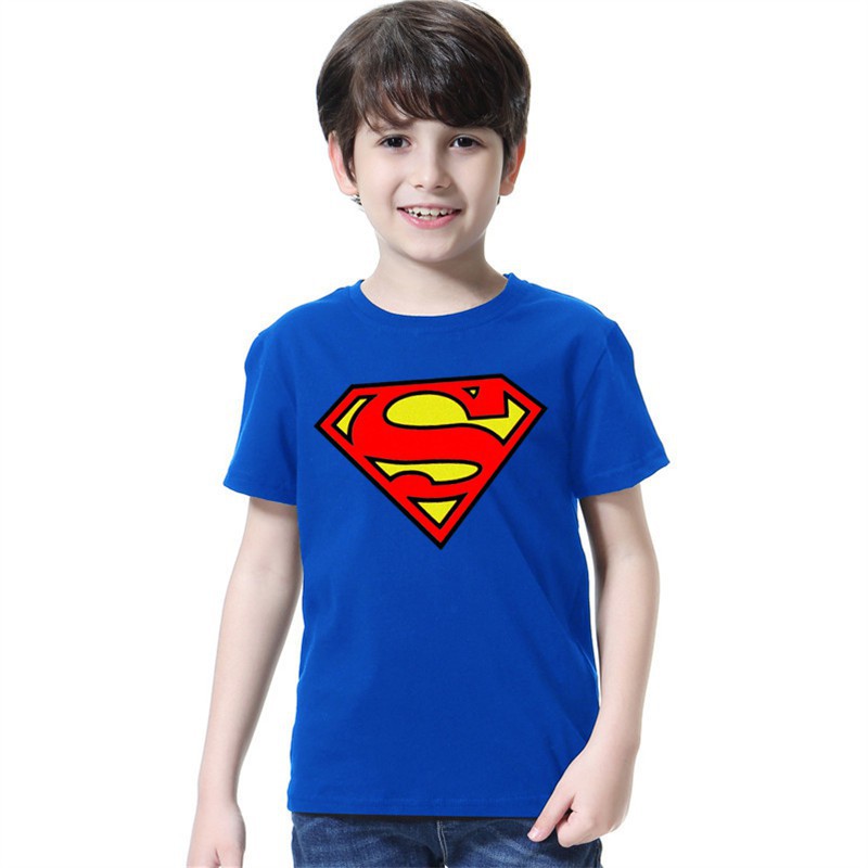 Áo thun tay ngắn dáng rộng họa tiết Superman Marvel cá tính hợp thời trang cho nam nữ