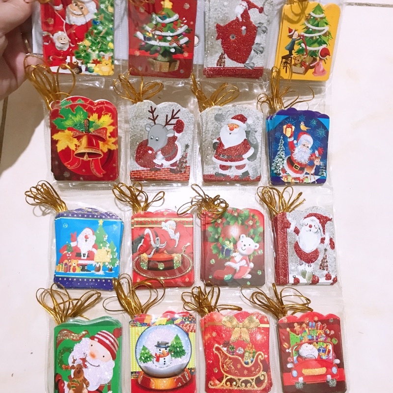 Set 8 Thiệp quà treo cây thông Noel trang trí