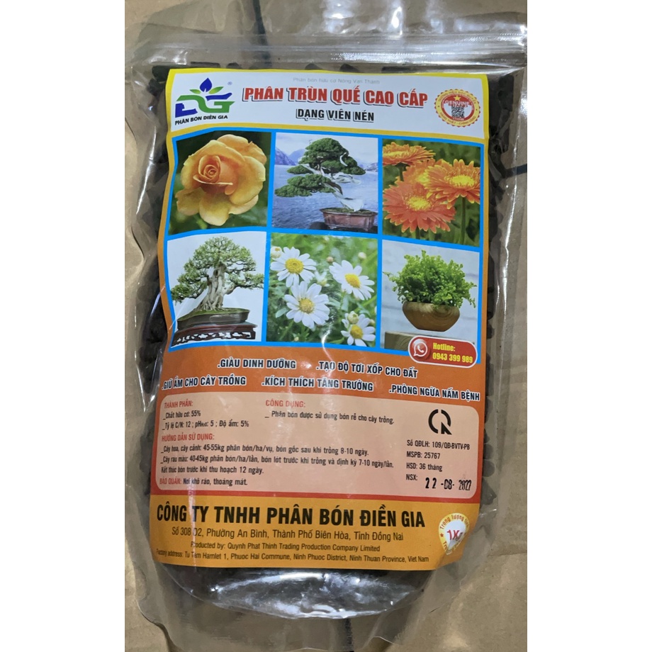 Phân trùn quế viên nến DG gói 1Kg