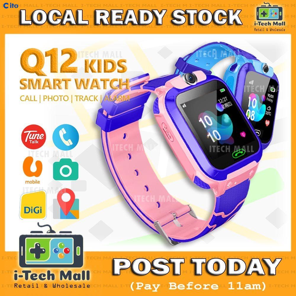 Q12 Trẻ Em Mứt Không Thấm Nước Smartwatch Màn Hình Cảm Ứng SOS GPS Chống Trẻ Em bị mất Đồng Hồ Điện Thoại