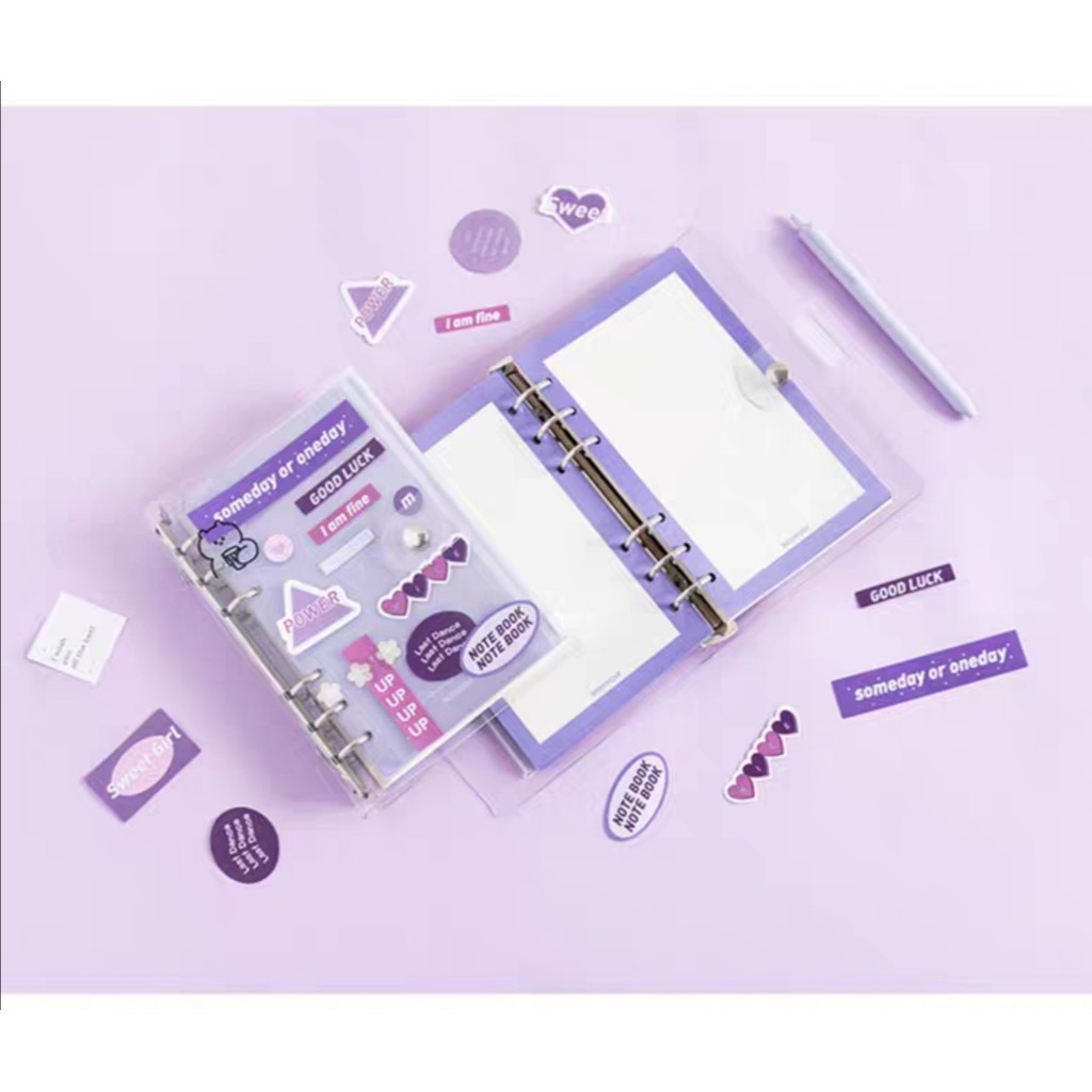 Set sổ còng planner pastel trong suốt nhiều màu – Sổ còng bullet journal