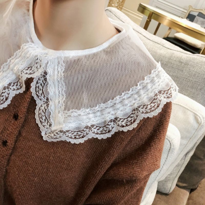 Cổ Áo Sơ Mi Giả Bằng Vải Voan Trong Suốt Phối Ren Phong Cách Hàn Quốc Thời Trang Cho Nữ | BigBuy360 - bigbuy360.vn