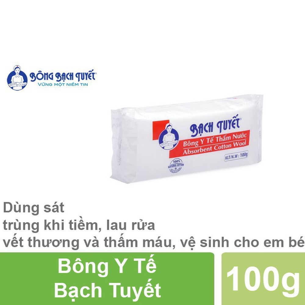 Bông Y Tế Bạch Tuyết (5g, 10g, 25g) - Dùng để sát trùng khi tiềm, lau rửa vết thương và thấm máu, vệ sinh cho em bé