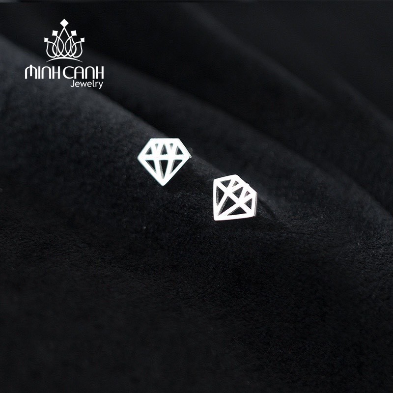 Bông Tai Bạc Hình Kim Cương - Minh Canh Jewelry