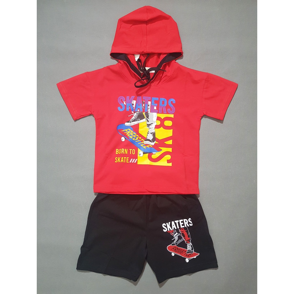 Bộ thun hip hop áo hooddie cột dây phong cách Hàn Quốc cho bé trai diện Noel tết