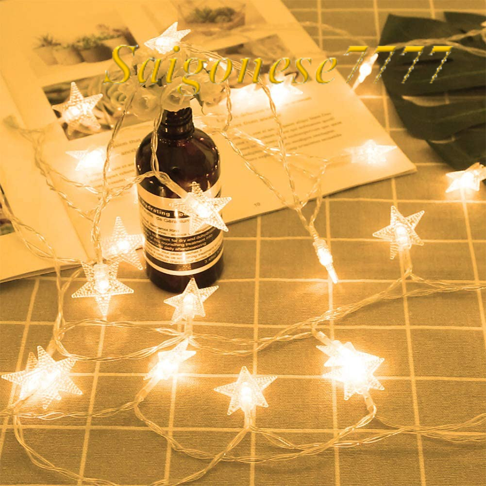 Dây Đèn Led  Xài Pin AA Bóng Đèn Ngôi Sao May Mắn Trang Trí Tiệc Noel Cắm Trại Decor Phòng Ngủ Đẹp Rẻ
