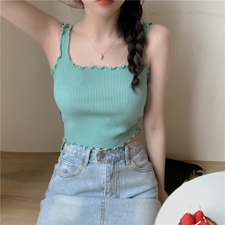 IELGY Áo dệt kim không tay phong cách Hàn Quốc dành cho nữ