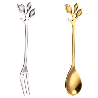 Leaf creative spoon / fork stainless steel coffee spoon [EXO1]