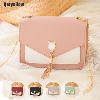 Túi đeo chéo mini phối dây xích màu vàng thời trang cho nữ