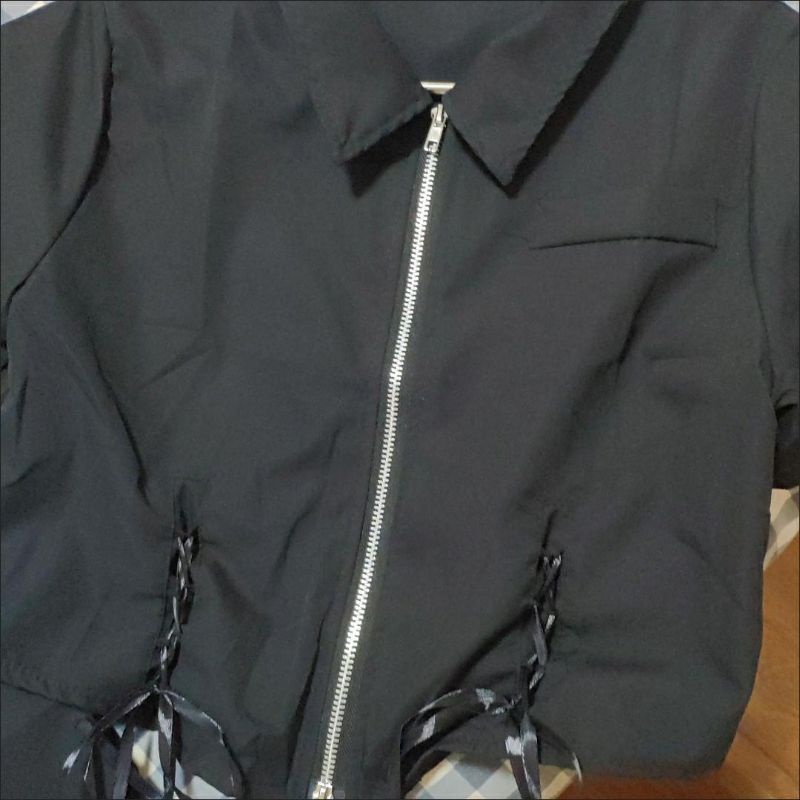 ẢNH THẬT Áo Sơ Mi Khóa 2 Đầu Phối Ống Tay Rời