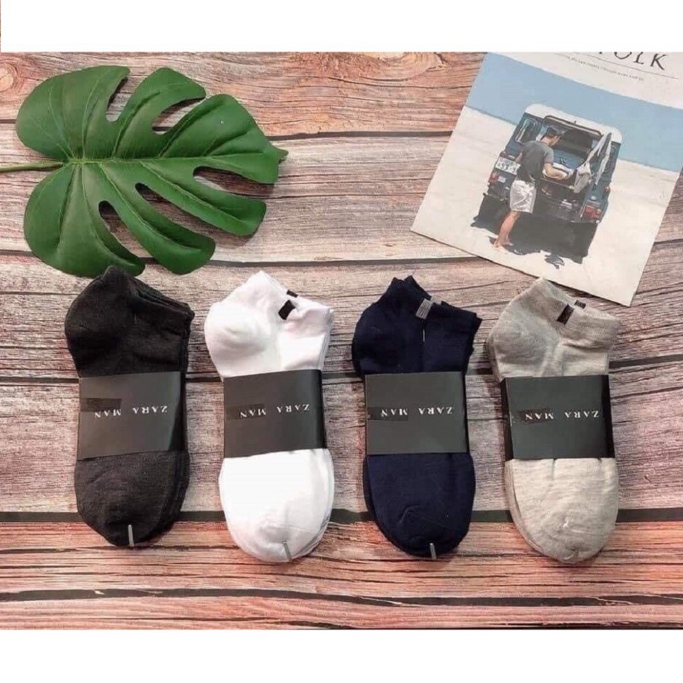 10 Tất Nam Nữ ZARA Trơn Cổ Ngắn Cao Cấp Chất Cotton 100% .ĐT.Lv