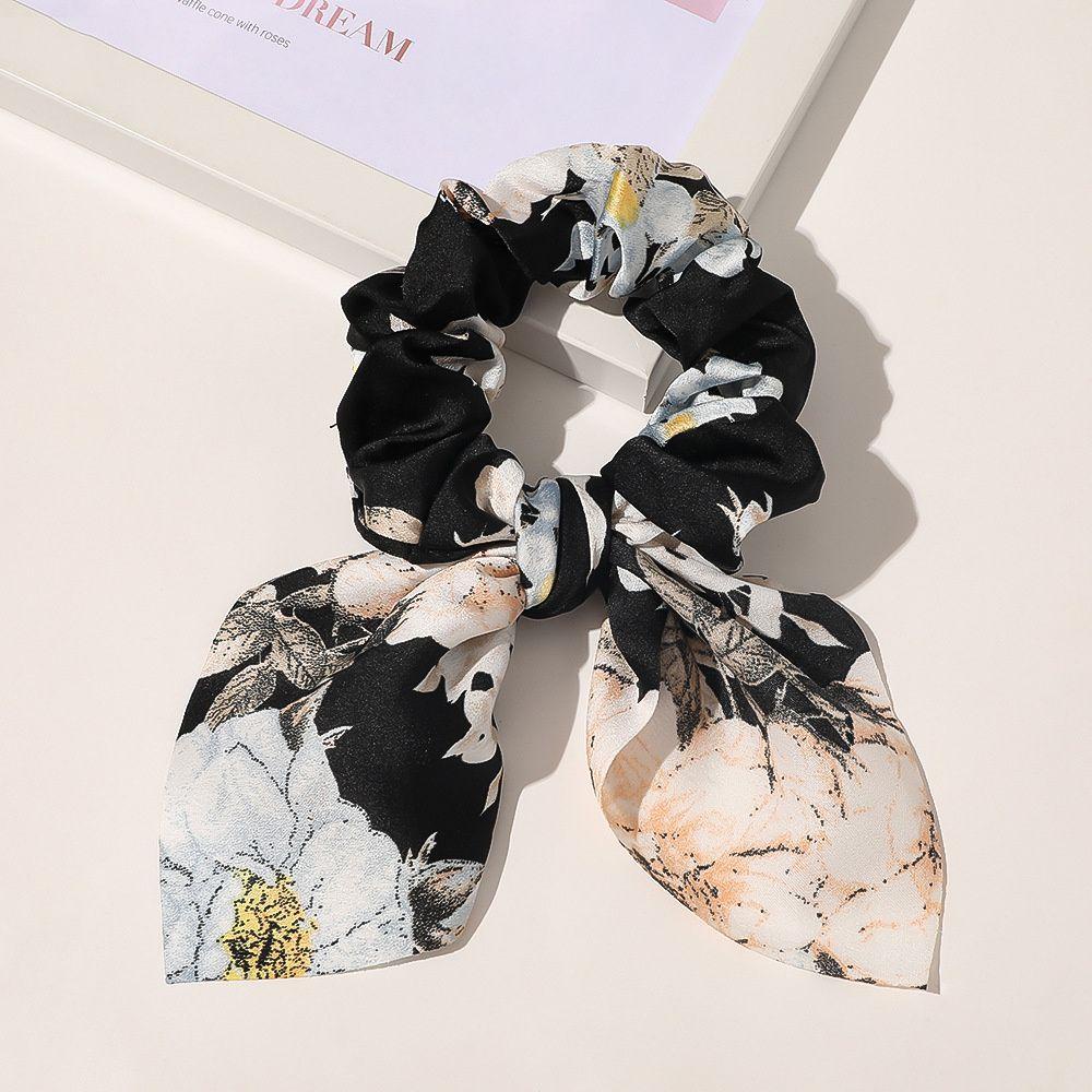 Dây Buộc Tóc Satin Đính Nơ Tai Thỏ Nhiều Màu Thời Trang Cho Nữ