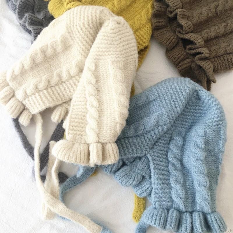 Mũ màu trơn thiết kế nhún bèo phong cách Hàn Quốc xinh xắn cho bé