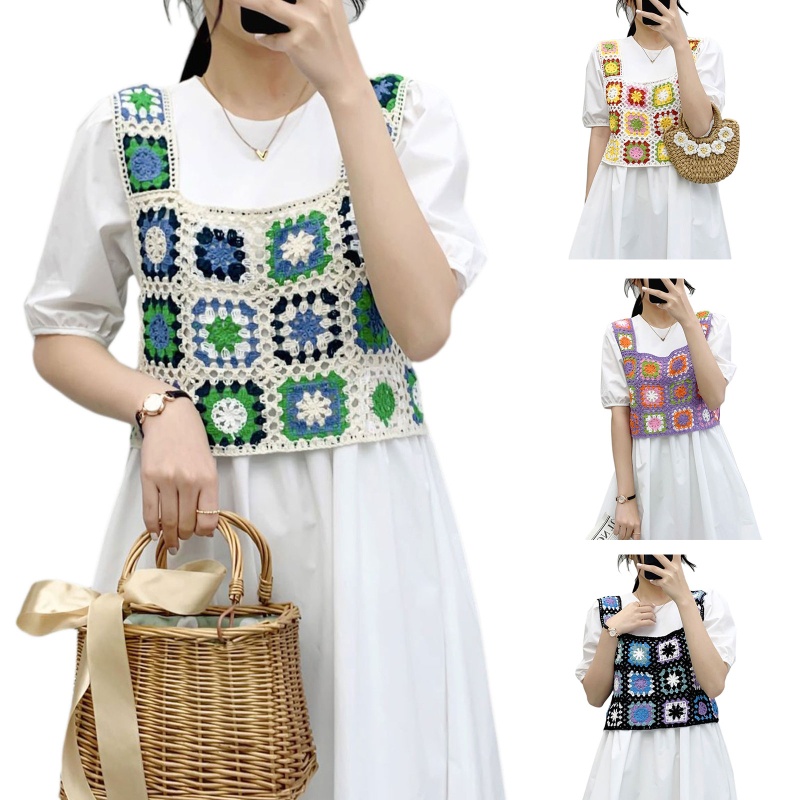 Áo Croptop Không Tay Họa Tiết Hoa Phong Cách Boho Ngọt Ngào Cho Nữ