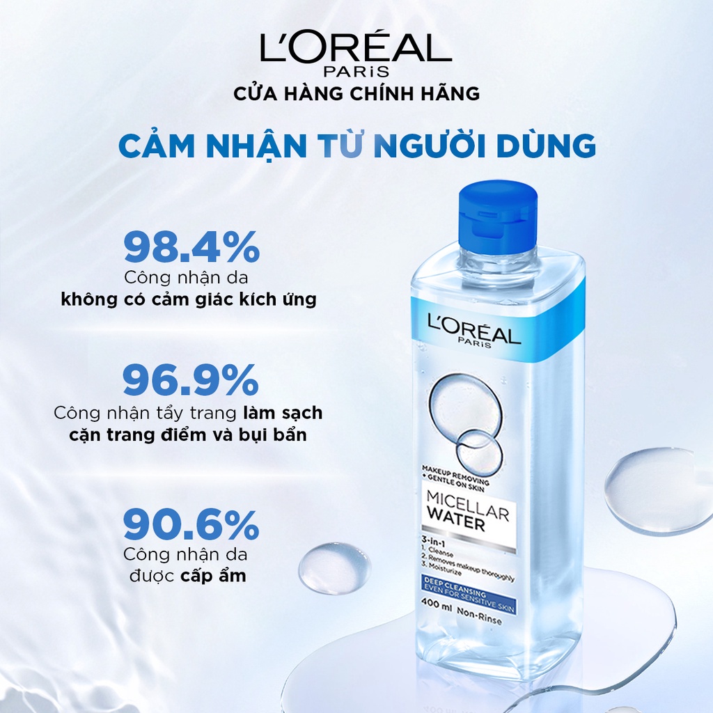 Nước Tẩy Trang Loreal cho mọi loại da L'oreal Paris 3-in-1 Micellar Water 400ml