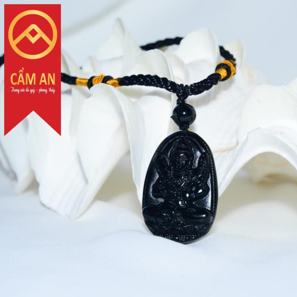 Mặt dây bản mệnh màu đen đá t.ự nh.iên núi lửa Obsidian  phù hợp mệnh Kim, mệnh Thủy và mệnh Mộc