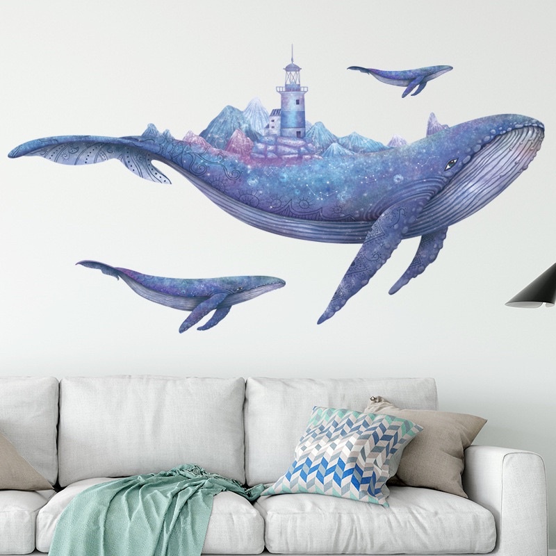 Decal Cá Voi xanh lâu đài Hàn quốc