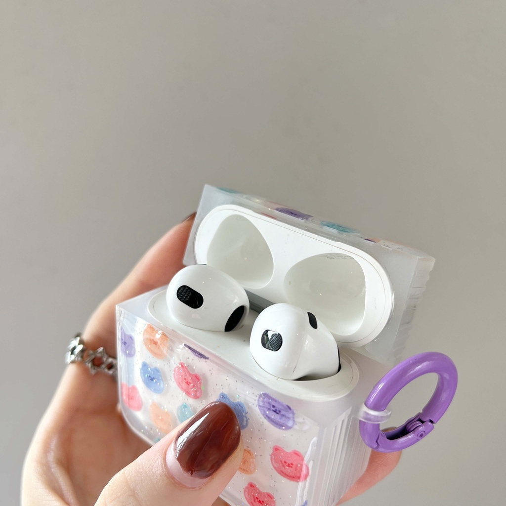 Vỏ Bảo Vệ Hộp Sạc Tai Nghe AirPods3 AirPods3 Họa Tiết Hoạt Hình Gấu / Vịt Màu Dạ Quang Dễ Thương 2021 Ốp