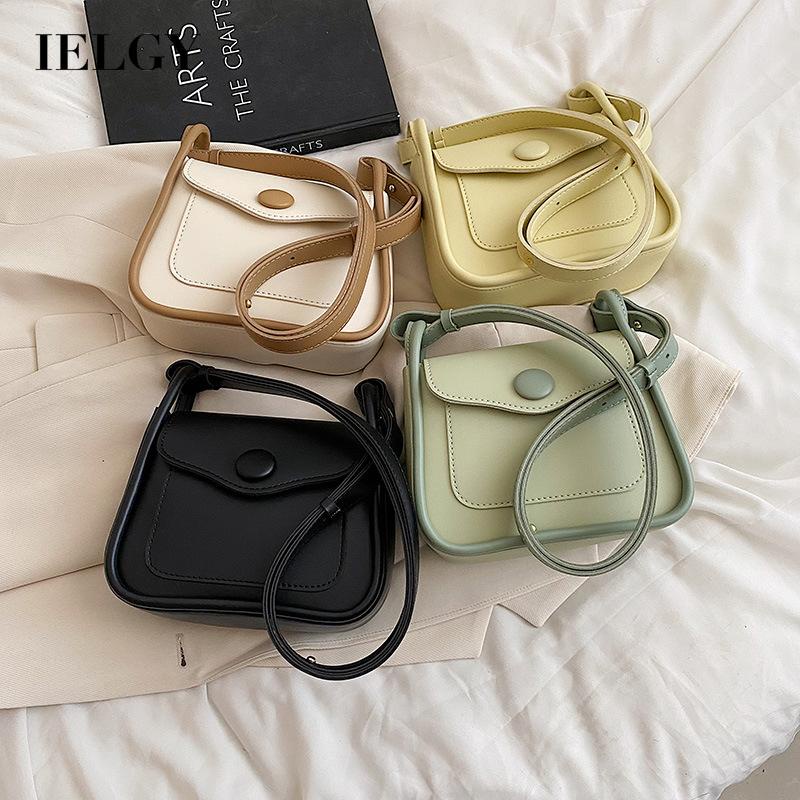 Túi IELGY đeo chéo thời trang hình vuông nhỏ màu sắc tương phản dễ phối đồ cho nữ