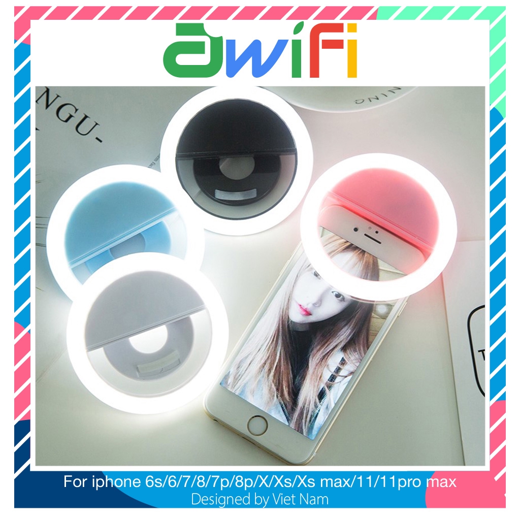 Đèn selfie ring light hỗ trợ chụp hình live stream tặng kèm dây sạc  - Awifi Case L4-4
