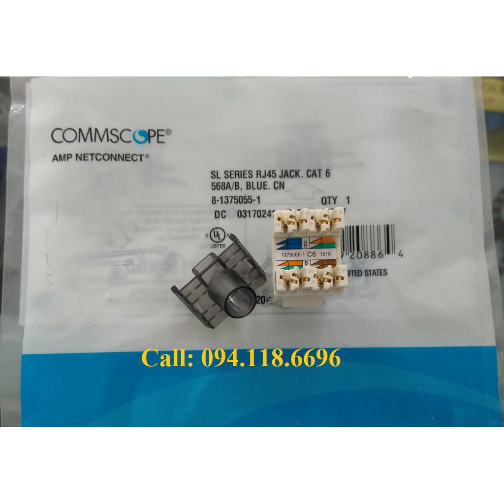 Modul Jack RJ45 nhân mạng Cat6 CommScope/AMP nhập khẩu mã 1375055-1