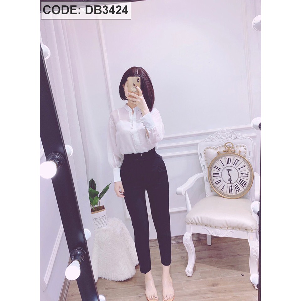 Áo Sơ Mi 💖FREESHIP💖 Áo Sơ Mi Đóng Nút Phối Quần Tây Freesize Từ 45 Đến 55 kg ALUZ STORE