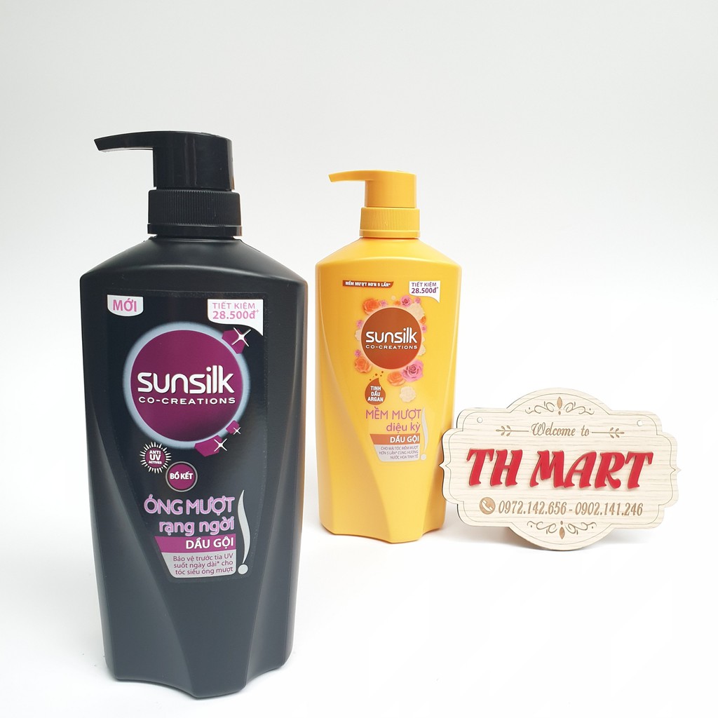 dầu gội đầu sunsilk tinh dầu argan mượt riệu kỳ,bồ kết óng mượt rạng ngời 650g (tặng chai xả, gội 140ml)