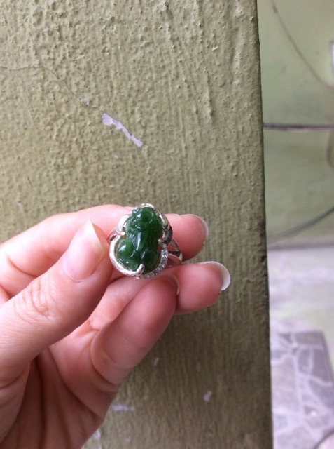 Nhẫn bạc tỳ hưu Ngọc nephrite 