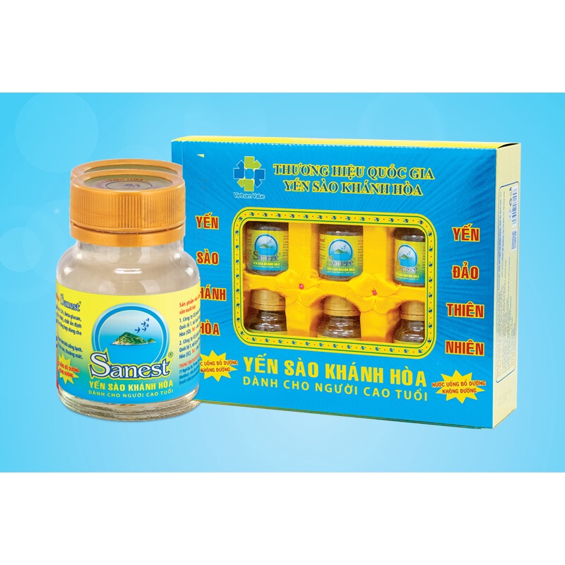 Nước Yến Sào Khánh Hòa Sanest 🍄CHÍNH HÃNG🍄Không Đường Dành Cho Người Cao Tuổi 70Ml, Hộp 6 Lọ - 096H6