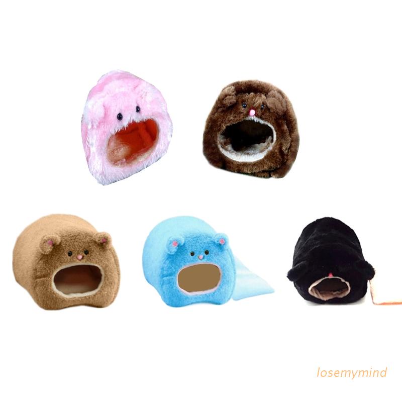 Giường ngủ vải lông hình đường hầm ấm áp có 5 màu có thể giặt máy cho động vật nhỏ chuột lang nhím thỏ